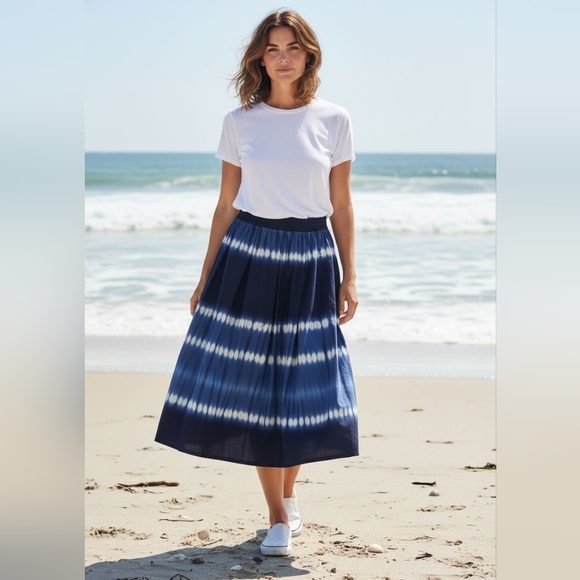 Zara Dresses & Skirts - Zara Blue Tie-Dye Midi Skirt XS